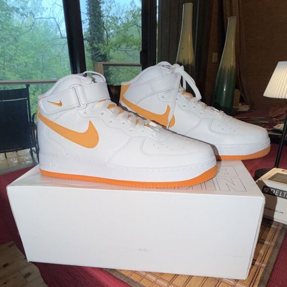 Nike Air Force 1 High Custom White Orange Men\'s Basketball Leather Sneakers main image 6